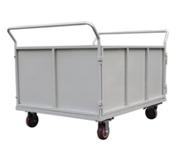 Chariot logistique pliable à quatre roues robuste avec capacité de charge de 500 kg, conteneur à roulettes en métal OEM pour usage industriel