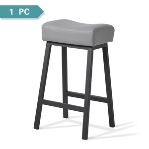 Juego de 2 taburetes de bar con patas de metal tapizadas en gris, asientos para barra de bar para uso doméstico en la cocina - Product Image 2