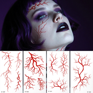 Autocollant de tatouage temporaire pour le corps et le visage, imperméable, blanc, Halloween, <span class=keywords><strong>horreur</strong></span>, <span class=keywords><strong>thriller</strong></span>, écologique, papier de maquillage pour le corps et le visage, design artistique - Product Image 4