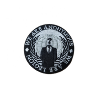 Patchs ronds brodés thermocollants, motif figure mystérieuse noire, badge slogan, applique pour vêtements, chapeaux, vestes, patch mode punk