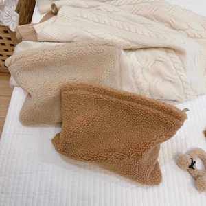 Stock Customize Logo Soft Cute Makeup Pouches Teddy Portable Travel Zipper Terry Plush <b>Toiletries</b> <b>Kids</b> Cosmetic <b>Bags</b> - Product Image 4