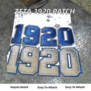 제타 파이 베타 소로리티 '파이너 우먼즈' 1920 아이언온 패치, 후드티용 스팽글 디바인 나인 패치, 그리스 라이프 메이드 패브릭 레진 - Product Image 2