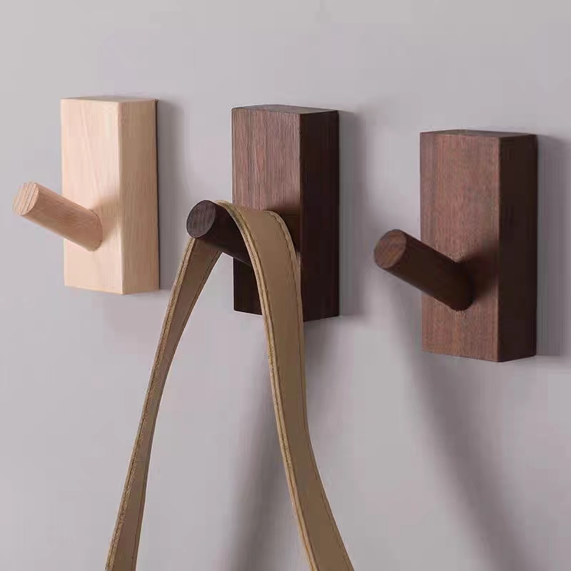 Ganchos de puerta de madera para llaves montados en la pared de Metal de madera para colgar toallas de baño colgador de ropa