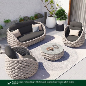 <span class=keywords><strong>Set</strong></span> Divano da Esterno Nordico con Design in <span class=keywords><strong>Rattan</strong></span> Intrecciato e Telaio in Lega di Alluminio per <span class=keywords><strong>Giardino</strong></span>, Cortile, Villa e Balcone - Product Image 2