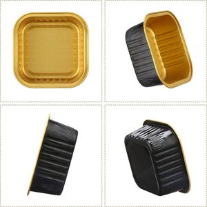 Recyclable Eco-friendly Disposable 6oz 180ml Gold Restaurant <b>Aluminum</b> Foil PP Lid Microwavable Food Grade Baking <b>Container</b> Tray - Product Image 3