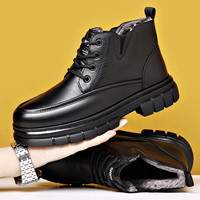 Chaussures rétro pour hommes, mocassins à plateforme à lacets, bottes de neige, dessus en cuir de vache, semelle intermédiaire en caoutchouc, coussin antidérapant, maille respirante