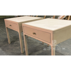Factory Wholesale Price Retro Wood Nightstand Furniture <b>White</b> Marble Top Square Nightstands With Drawers Retro Wood Nightstand - Product Image 2