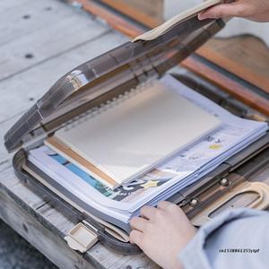 Boîte de rangement transparente en plastique A4, boîte de rangement de fichiers, boîte de rangement de bureau, boîte de données portable, fournitures de bureau pour étudiants, boîte de documents et de données - Product Image 5