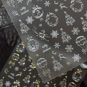 TSZS Noël Elk Guirlande Renne En Relief <span class=keywords><strong>Nail</strong></span> <span class=keywords><strong>Art</strong></span> Autocollant Argent Or Noël Flocon De Neige <span class=keywords><strong>Nail</strong></span> <span class=keywords><strong>Art</strong></span> Stickers - Product Image 4