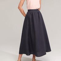 Jupes en lin plissées unies sur mesure, vente en gros d'usine, jupes maxi en lin de couleur unie pour femmes