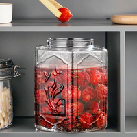 AT PACK toples teh kaca kapasitas besar Modern stok Plum bambu krisan tutup botol tersegel toples dapur transparan