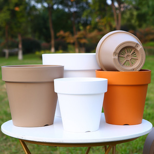 Pots à fleurs en résine, style romain circulaire, avec trou de drainage, pour jardin, bureau ou utilisation au sol. - Product Image 1