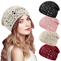 Chapeau en crochet tendance d'été pour femmes, chapeau tricoté ajouré à fleurs