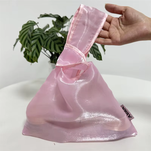 Sac fourre-tout transparent en maille pour femme avec étiquette personnalisée, grande capacité, sac de shopping en organza couleur unie - pour cadeaux - Product Image 1