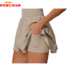Jupe de tennis à logo personnalisé sans manches taille haute col montant fermeture éclair vêtements de sport jupe plissée respirante pour l'équipe - Product Image 2