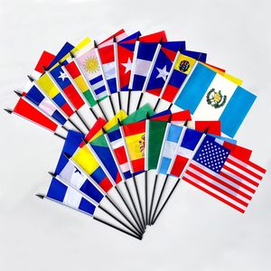 Paquete de 22 mini banderas pequeñas de palo que hablan español, 18 países de América Latina, banderas de mano de 5x8 pulgadas - Product Image 5