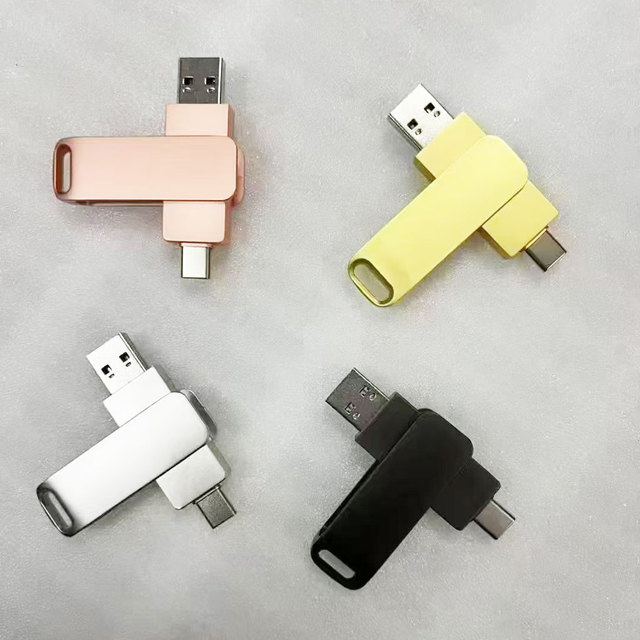 Factory Wholesale Pendrive Custom Metal OTG USB Flash Drive Type C Dual Interface Pen Drive for Smartphone and Computer Gifts
