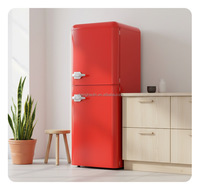 Réfrigérateur compact rétro de style vintage coloré 169L à 2 portes pour appartements studio