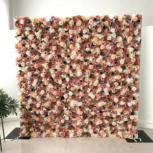 Yirong Hot Artificial White Pink Rose 3d Hydrangea Flower Wall Backdrop For Wedding Event Festival Stage Decoration