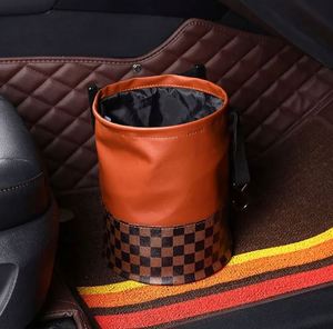 Échantillon gratuit, poubelle de voiture pliable multifonctionnelle de haute qualité, sac de rangement pour voiture en polyester PU, portable, suspendable, marron - Product Image 2