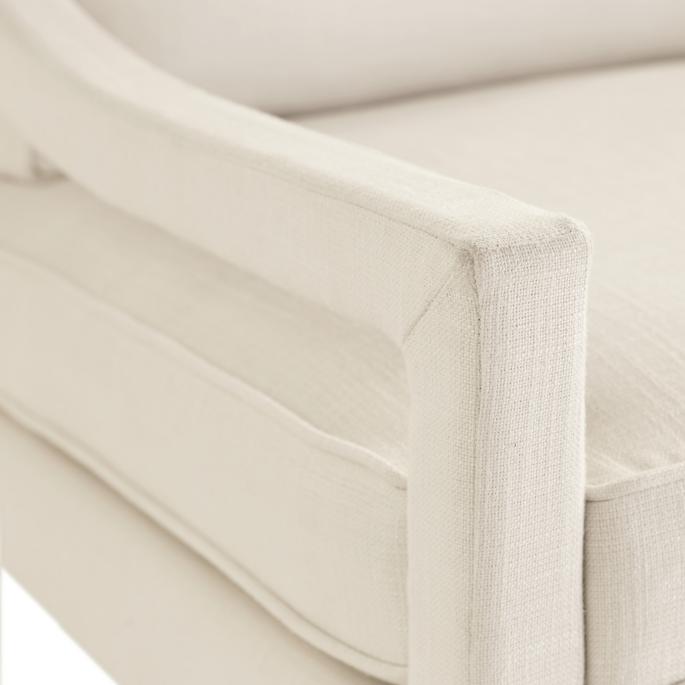 modern living room thin gently sloped arms single seat sofa armchair
