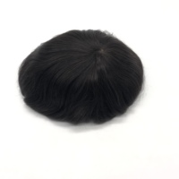 AU Venta al por mayor de fábrica Envío rápido Negro Recto Sistema de cabello real Reemplazo Parche Hombre Peluca Base de seda M-Lace Toupee para hombres