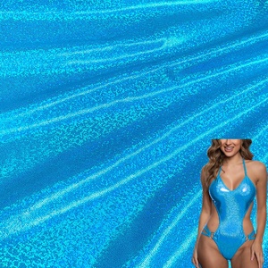 Muestra gratis holograma brillante estampado en caliente lámina metálica elástica poliamida Spandex tela ropa de playa trajes de escenario traje de baño telas - Product Image 1
