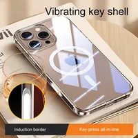 Étui de téléphone portable magnétique transparent anti-jaunissement en acrylique + TPU pour iPhone 16 Pro Max Plus