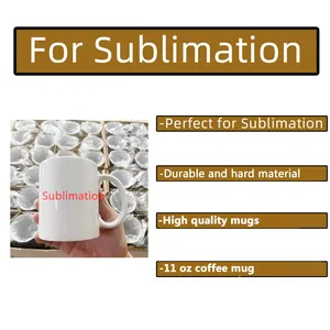 Arıtma kupası 11 oz düz beyaz boş kahve kupaları süblimasyon baskı için toplu beyaz seramik arıtma kupası 11 oz