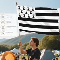 Drapeau de la Bretagne (France) 3x5 pieds, imprimé numériquement, résistant à la décoloration, pour salons professionnels et affichage d'entreprise (OEM/ODM)