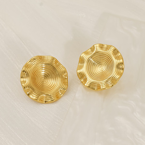 ZOGXIN Gold Plated Stud Earrings Geometric Circular Lines Design Party Fashion Jewelry - Product Image 3