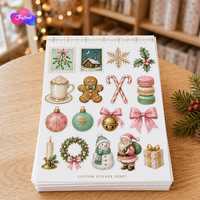 Feuille d'autocollants personnalisés A5 – Autocollants de Noël en vinyle découpés à la forme pour cadeaux de fin d'année – Vente en gros pour les fêtes