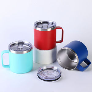 แก้วกาแฟแบบพกพาผนังสองชั้นพร้อมโลโก้สั่งทำพิเศษ ขนาด 12 ออนซ์ 14 ออนซ์ แก้วน้ำสแตนเลสมีหูจับ พร้อมฝาปิด - Product Image 3