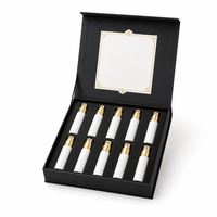 Coffret Cadeau d'Échantillons de Parfum Personnalisés, Flacon Vaporisateur 10ml, Boîte Rigide en Carton Noir Mat avec Logo Personnalisé, Marquage à Chaud, Vente en Gros