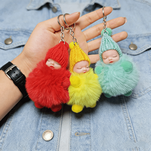 Poupée de sommeil, <span class=keywords><strong>boule</strong></span> de fourrure, accessoire suspendu, sac à dos mignon pour fille, décoration, princesse, porte-clés en peluche, jouet en gros - Product Image 5