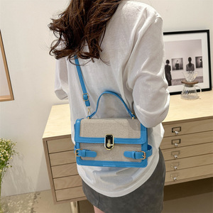 Nouveau Sac Bandoulière Carré Moyen Tendance HK 2026 en PU à Motif Color-Block Bonbon, Fermeture Éclair, Doublure Nylon, pour Femme, Été - Product Image 3