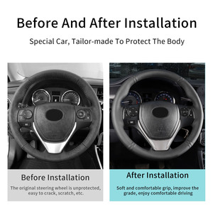Nouveau design de couverture de <span class=keywords><strong>volant</strong></span> à coudre en cuir de voiture pour Toyota Camry <span class=keywords><strong>RAV4</strong></span> Hybrid Corolla Cross Avalon TRD - Product Image 4