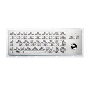 Teclado Industrial de Metal para quiosco IP65 con Trackball, teclado USB de acero inoxidable, teclado resistente de Metal para quiosco de autoservicio