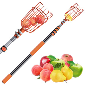 Cueilleur de fruits à longue portée, outil de cueillette réglable avec manche en aluminium de 5 m de long, panier en fer, OEM, pour jardin industriel - Product Image 1
