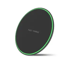 New style ultra thin round QI 10W/15W wireless charger for Apple Huawei Xiaomi Samsung desktop mobile phone wireless charger