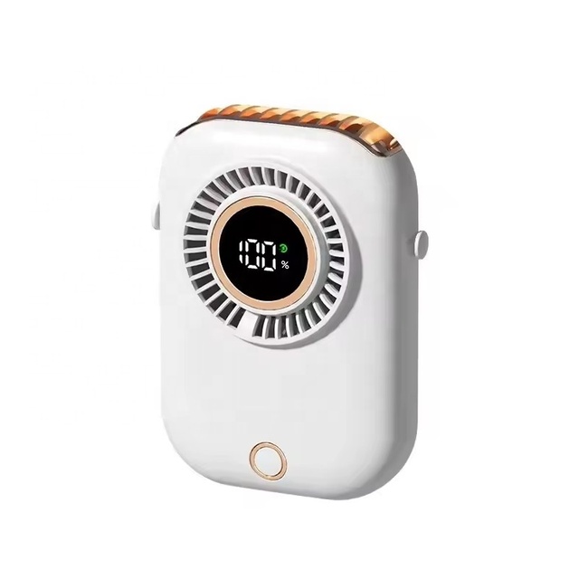 TC013 Portable Hanging Neck Handheld Cooling 5-Speed USB Rechargeable Bladeless Customized Logo Quiet Fan With Digital Display