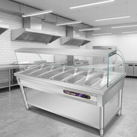 Table de maintien au chaud électrique commerciale XY pour buffet, 6 compartiments, en acier inoxydable, température réglable, équipement de restauration
