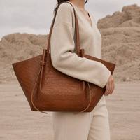Sac fourre-tout en cuir véritable pour femme, grande capacité, sac à bandoulière, sac à main, motif crocodile, sac de travail, fabrication d'usine