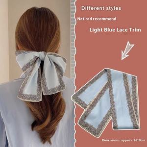 Franse Mode Koreaanse Stijl Lange Zijden Sjaal Haarband Kinderen 2024 Nieuwe Weven Haar Touw Strik Lint Stropdas Party Gebruik - Product Image 6