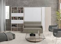 Lit Murphy double king-size moderne, dernier mobilier de chambre à coucher en bois avec style de panneau souple, designs de chambre à coucher à domicile