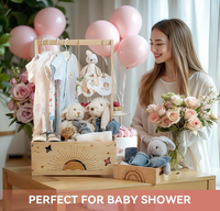 Panier de rangement pour vêtements de bébé avec poignée et balançoire, grande capacité, en bois, pour fête prénatale et placard