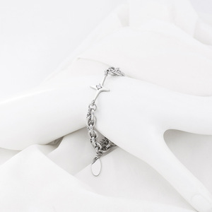 Star Shape <b>Titanium</b> Steel <b>Chain</b> Bracelet With Rhinestone Inlay Unisex Fashion Jewelry - Product Image 4