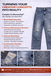 Fabricant de jeans slim fit évasés sur mesure - Pantalons en denim délavé style années 70 minimaliste OEM - Product Image 2