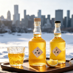 Bouteilles en verre pour <span class=keywords><strong>la</strong></span> maison, design à rayures verticales, stockage hermétique pour <span class=keywords><strong>la</strong></span> fabrication de vin de <span class=keywords><strong>prune</strong></span>, vin de mûre, vin de fruits faiblement alcoolisé - Product Image 4