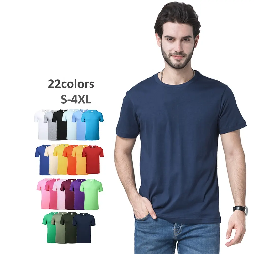 Wholesale Tshirt Cotton White Blank Plus Size Men's Custom T-Shirts Printing With Logo